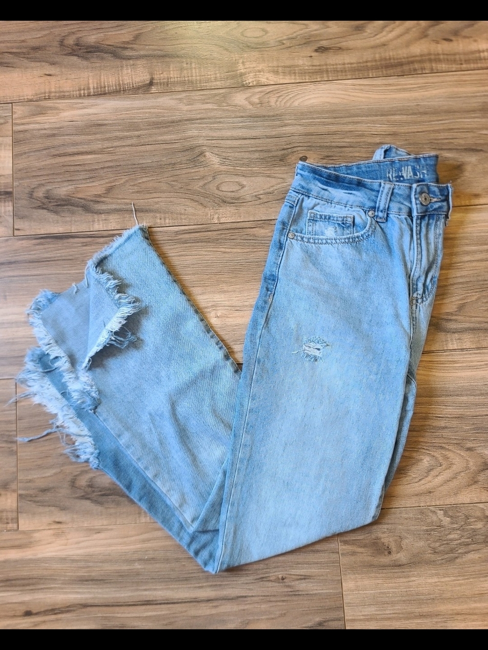Rewash High Rise Raw Split Hem Distressed Straight Leg Flare Jeans Size 0 / 24in